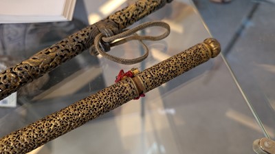 Lot 426 - Three gilt-iron pen cases