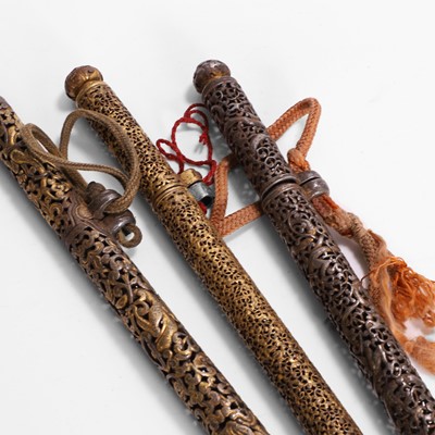 Lot 426 - Three gilt-iron pen cases