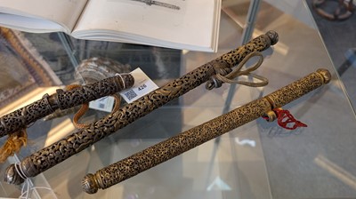 Lot 426 - Three gilt-iron pen cases