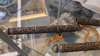 Lot 426 - Three gilt-iron pen cases
