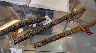 Lot 426 - Three gilt-iron pen cases
