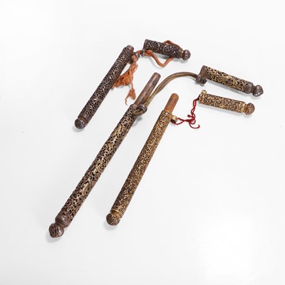 Lot 426 - Three gilt-iron pen cases