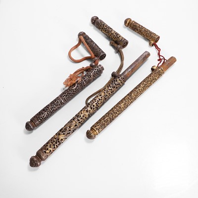 Lot 426 - Three gilt-iron pen cases
