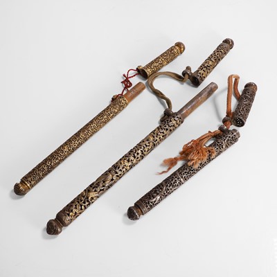 Lot 426 - Three gilt-iron pen cases