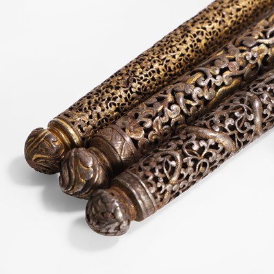 Lot 426 - Three gilt-iron pen cases