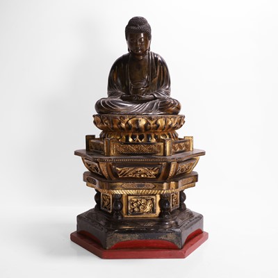 Lot 227 - A gilt-lacquered wood Buddha