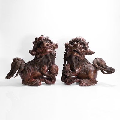 Lot 244 - A pair of gilt-lacquered wood carvings