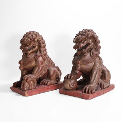 Lot 362 - A pair of gilt-lacquered wood carvings