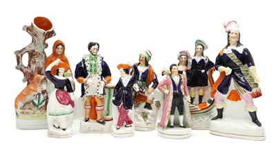 Lot 150 - A group of seven Staffordshire pottery theatrical figures