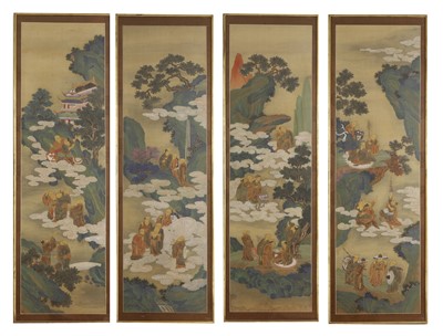 Lot 372 - A set of four painted panels
