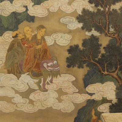 Lot 372 - A set of four painted panels