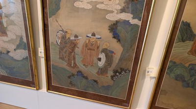 Lot 372 - A set of four painted panels