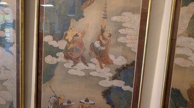 Lot 372 - A set of four painted panels