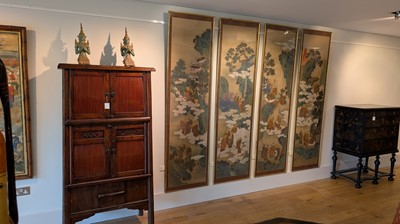 Lot 372 - A set of four painted panels