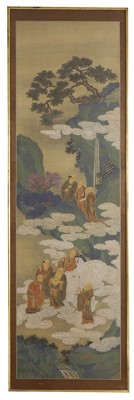 Lot 372 - A set of four painted panels
