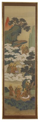 Lot 372 - A set of four painted panels