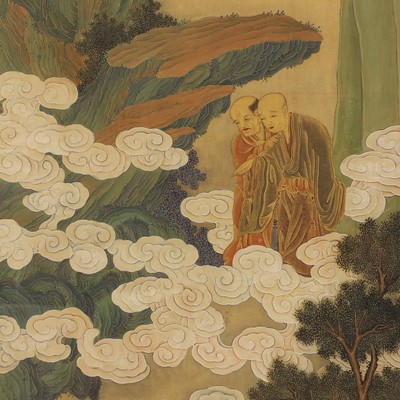 Lot 372 - A set of four painted panels