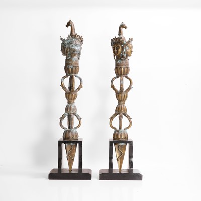 Lot 224 - A pair of cast-bronze phurba