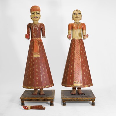 Lot 622 - A pair of polychrome-painted ceremonial figures