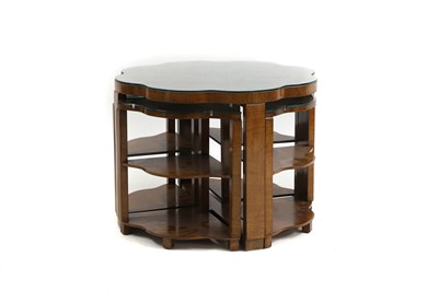 Lot 495 - An Art Deco walnut veneered nest of tables