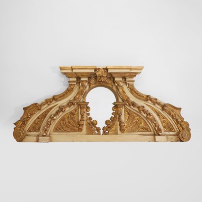 Lot 308 - A baroque-style painted and gilt altarpiece or architectural cresting