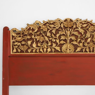 Lot 89 - A pair of carved, gilt and lacquered headboards