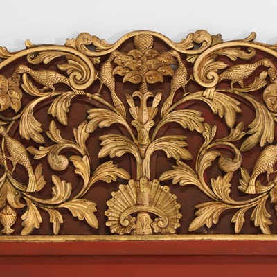 Lot 89 - A pair of carved, gilt and lacquered headboards