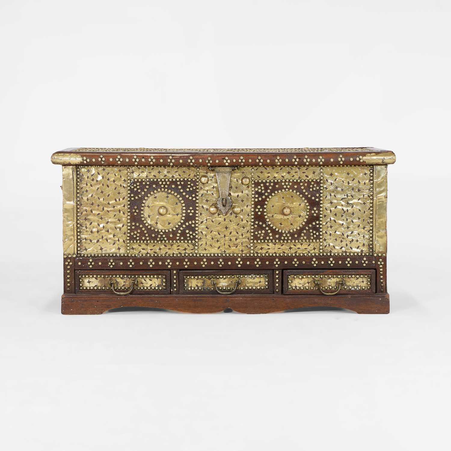 Lot 70 - A hardwood and brass-mounted storage chest
