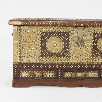 Lot 70 - A hardwood and brass-mounted storage chest