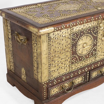 Lot 70 - A hardwood and brass-mounted storage chest