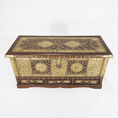 Lot 70 - A hardwood and brass-mounted storage chest