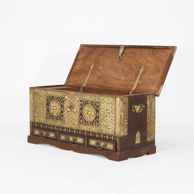Lot 70 - A hardwood and brass-mounted storage chest