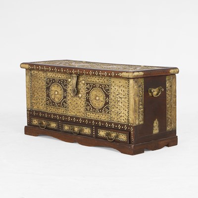 Lot 70 - A hardwood and brass-mounted storage chest
