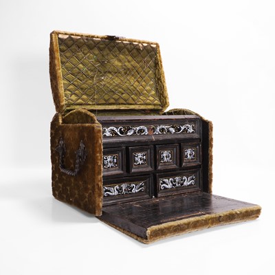 Lot 620 - An embossed velvet casket
