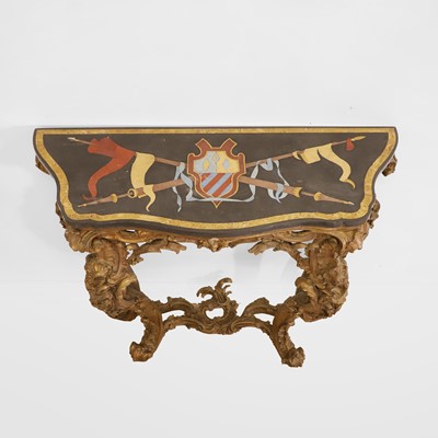 Lot 111 - A giltwood and gesso console table