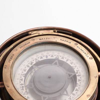 Lot 202 - A gimballed brass ship's compass