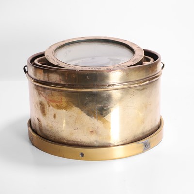 Lot 202 - A gimballed brass ship's compass