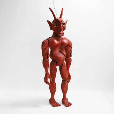 Lot 9 - A Czechoslovakian carved and articulated wooden devil