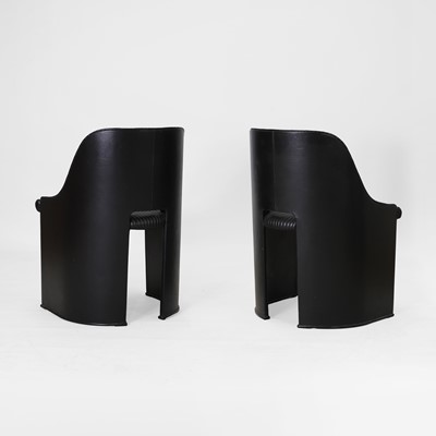 Lot 66 - A pair of art deco-style leather tub chairs