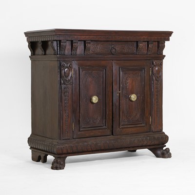 Lot 310 - A walnut and pine small side cabinet