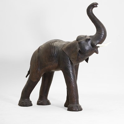 Lot 13 - A large leather elephant