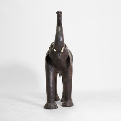 Lot 13 - A large leather elephant