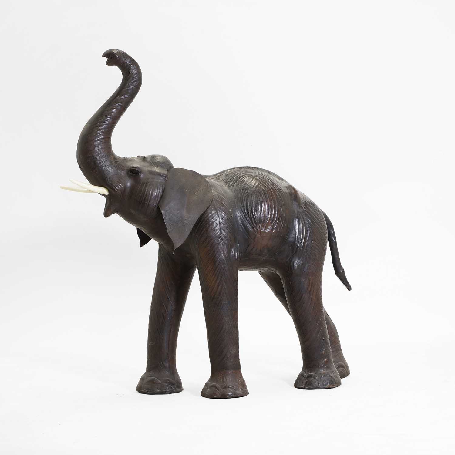 Lot 13 - A large leather elephant