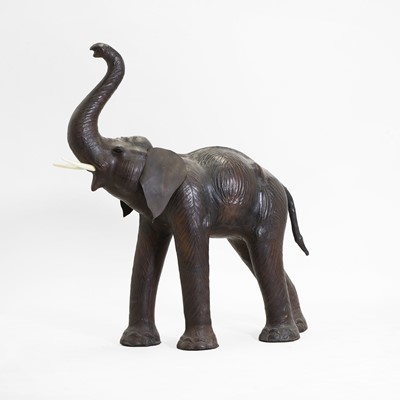 Lot 13 - A large leather elephant