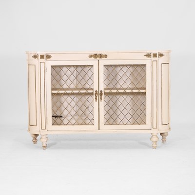 Lot 303 - A white painted demilune side cabinet