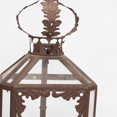 Lot 7 - A pair of large iron and glazed lanterns