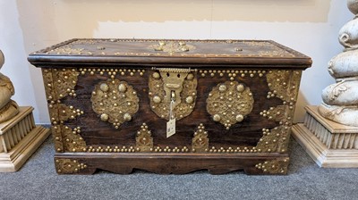 Lot 69 - An brass-mounted storage chest