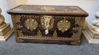 Lot 69 - An brass-mounted storage chest