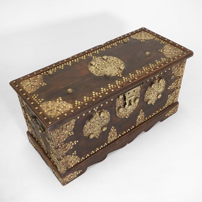 Lot 69 - An brass-mounted storage chest