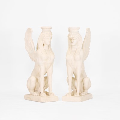 Lot 508 - A pair of plaster figures of sphinxes